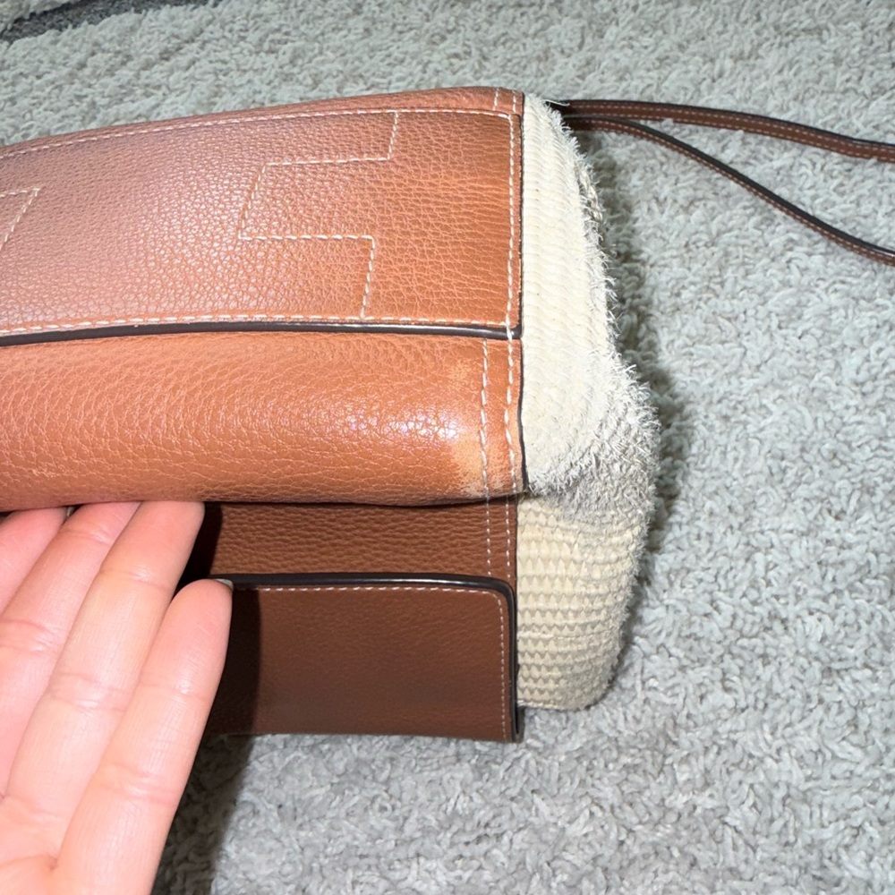 Tory Burch Half Moon straw crossbody bag purse Mini - Picture 9 of 16